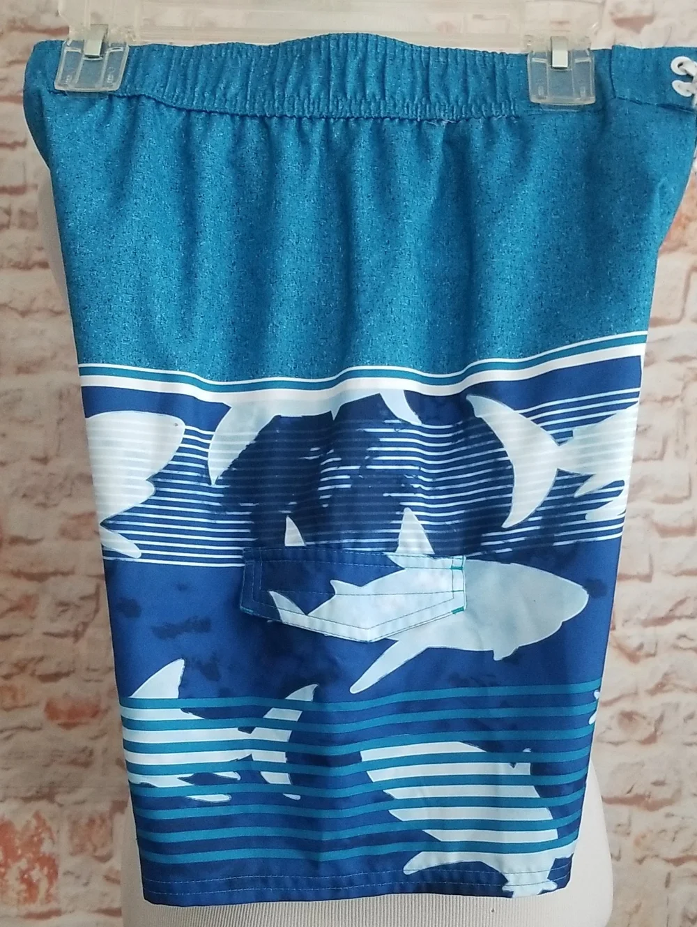 New True Craft Navy and Teal Shark Swim Shorts